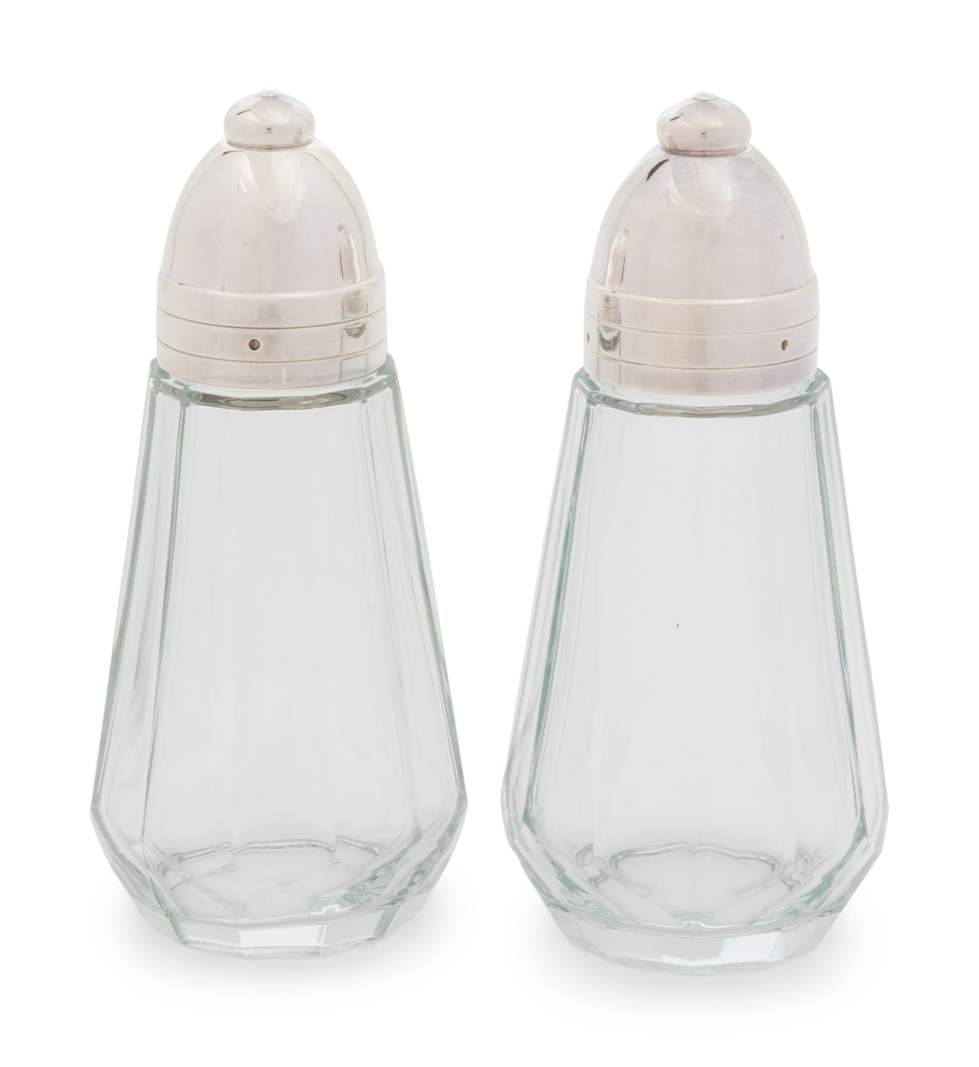 A Pair of Christofle Silver-Plate Mounted Glass Casters