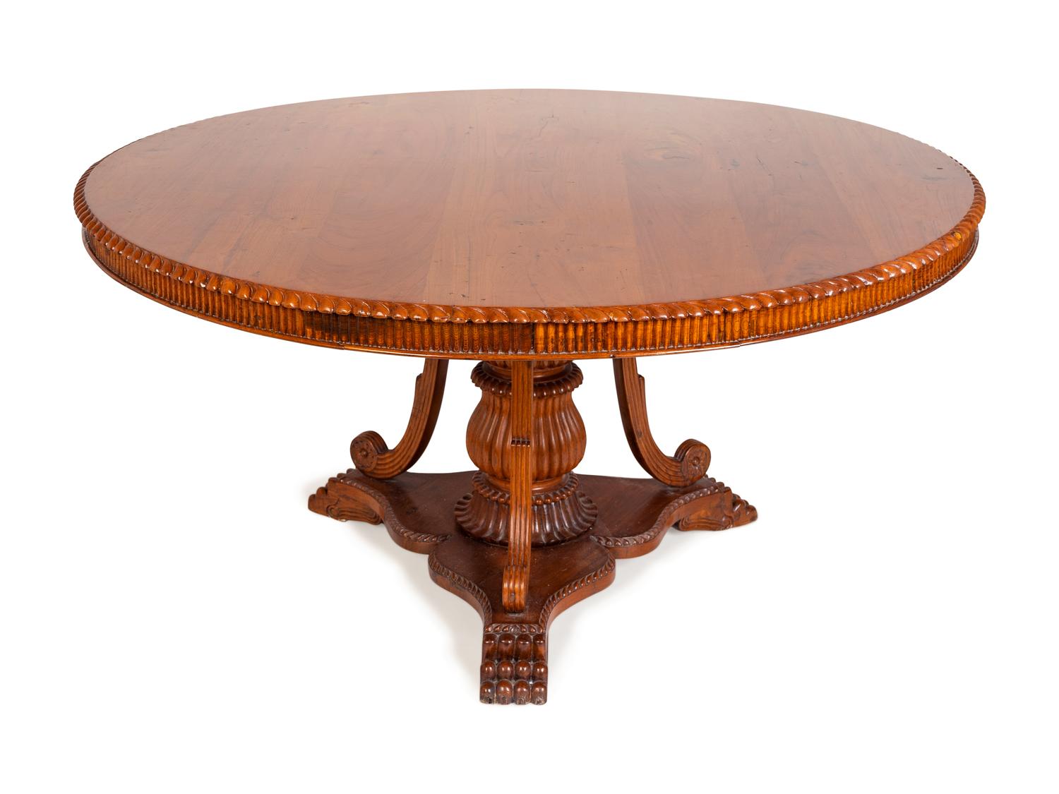A Regency Style Carved Rosewood Tilt-Top Breakfast Table — 20TH CENTURY