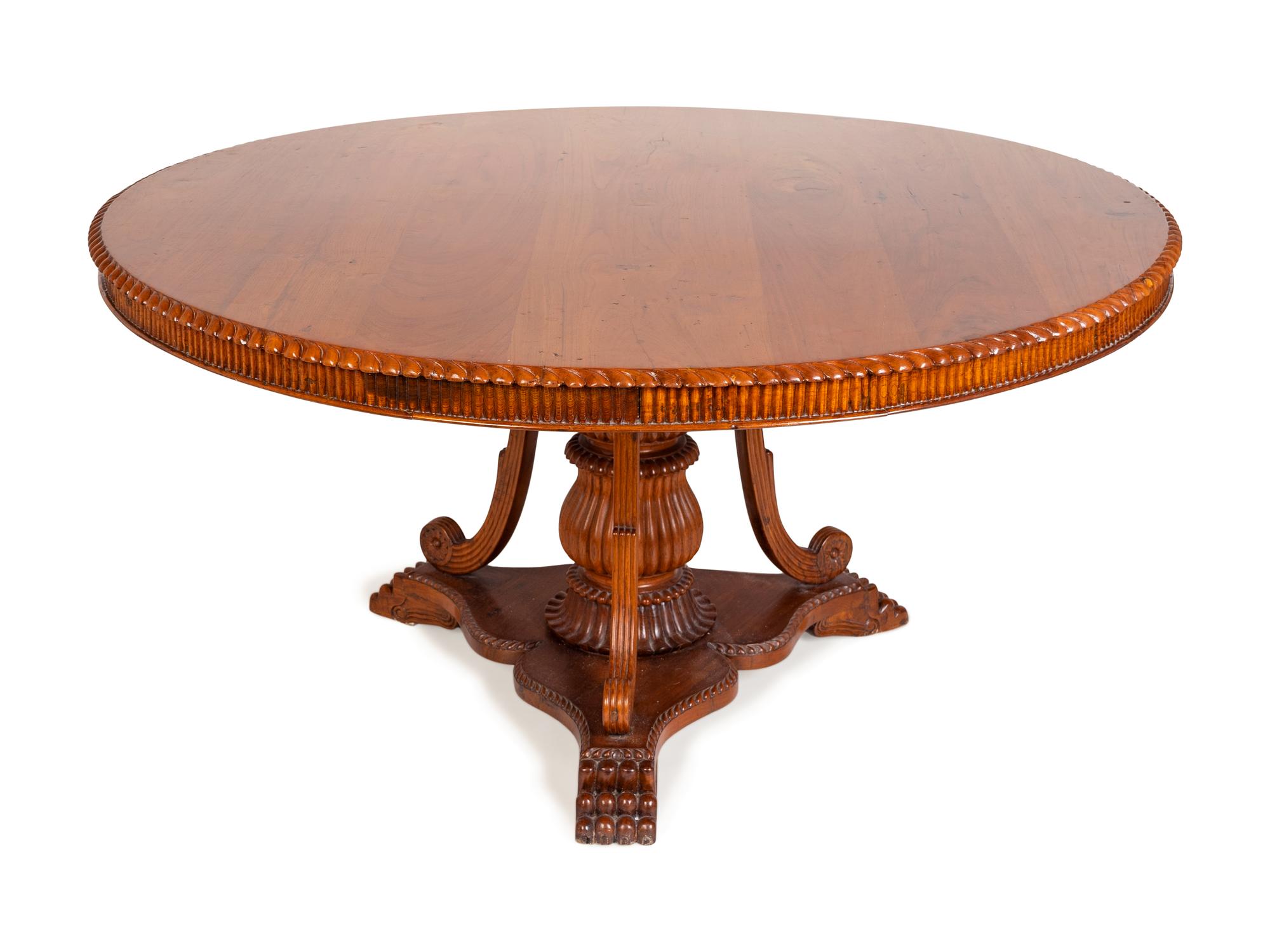 A Regency Style Carved Rosewood Tilt-Top Breakfast Table — 20TH CENTURY