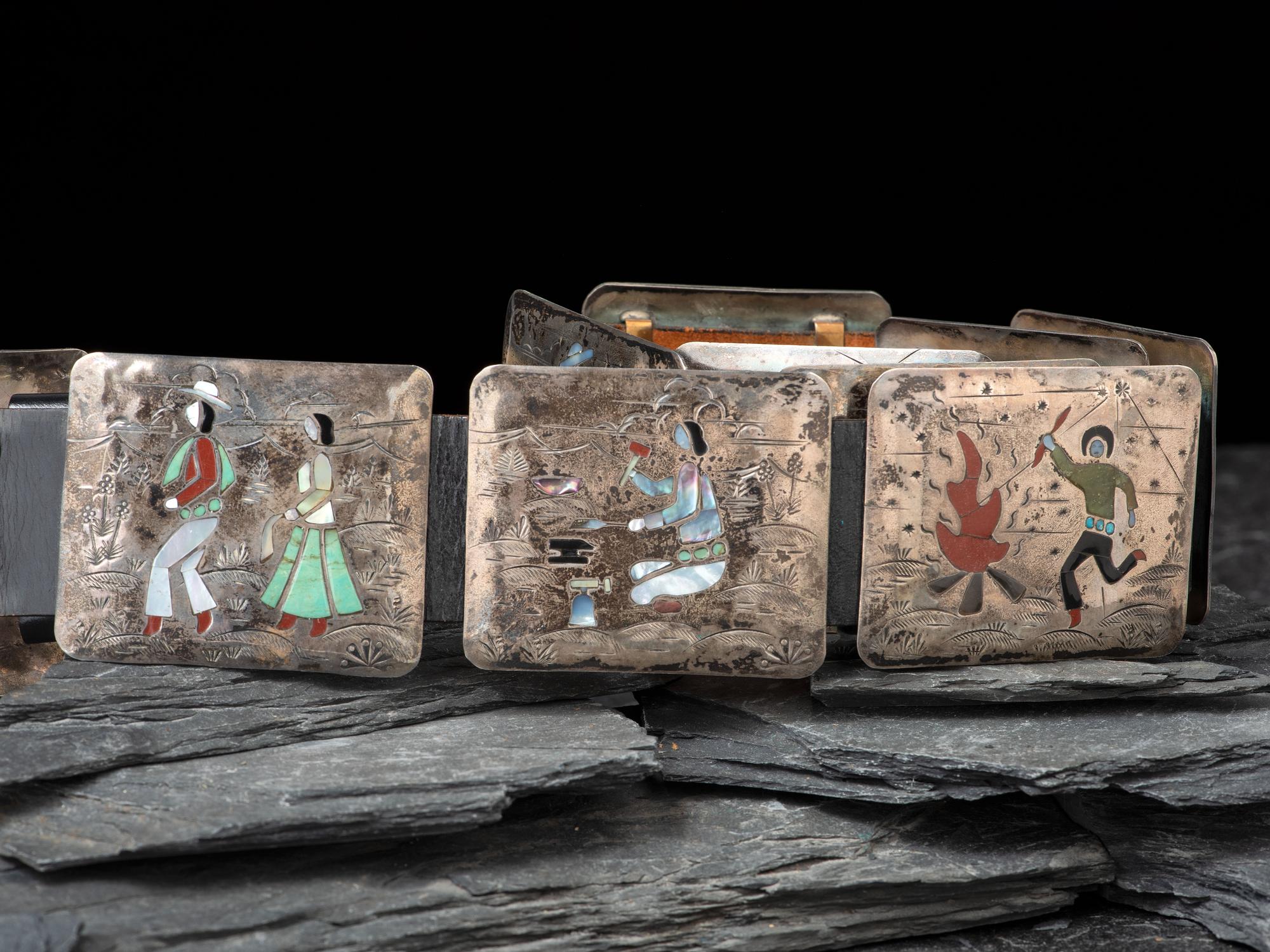 Silver and Channel Inlay Storyteller Concha Belt