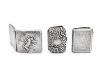 Two Silver Cigarette Cases and a Snuff Box