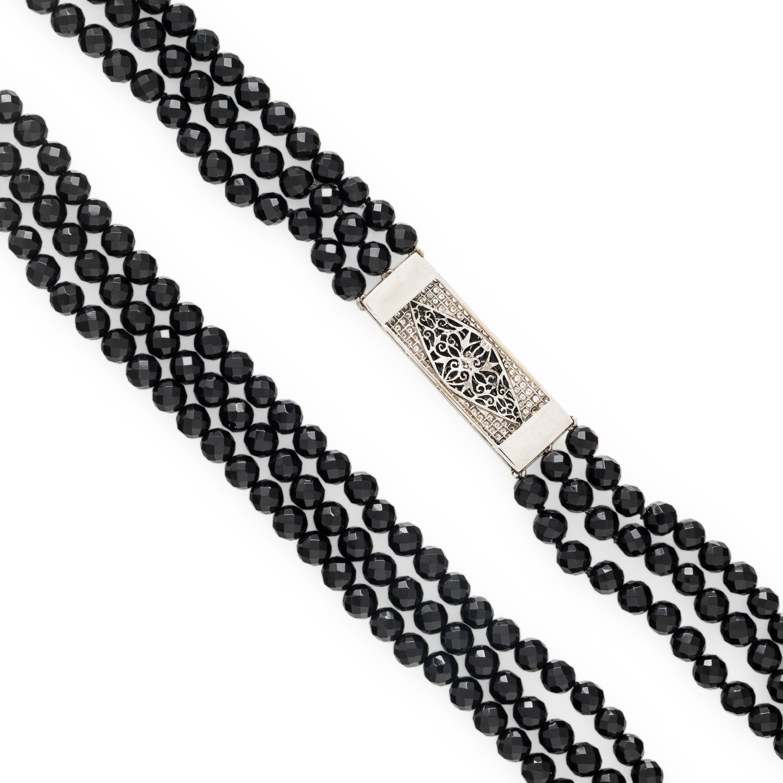 Diamond and Onyx Beaded Necklace