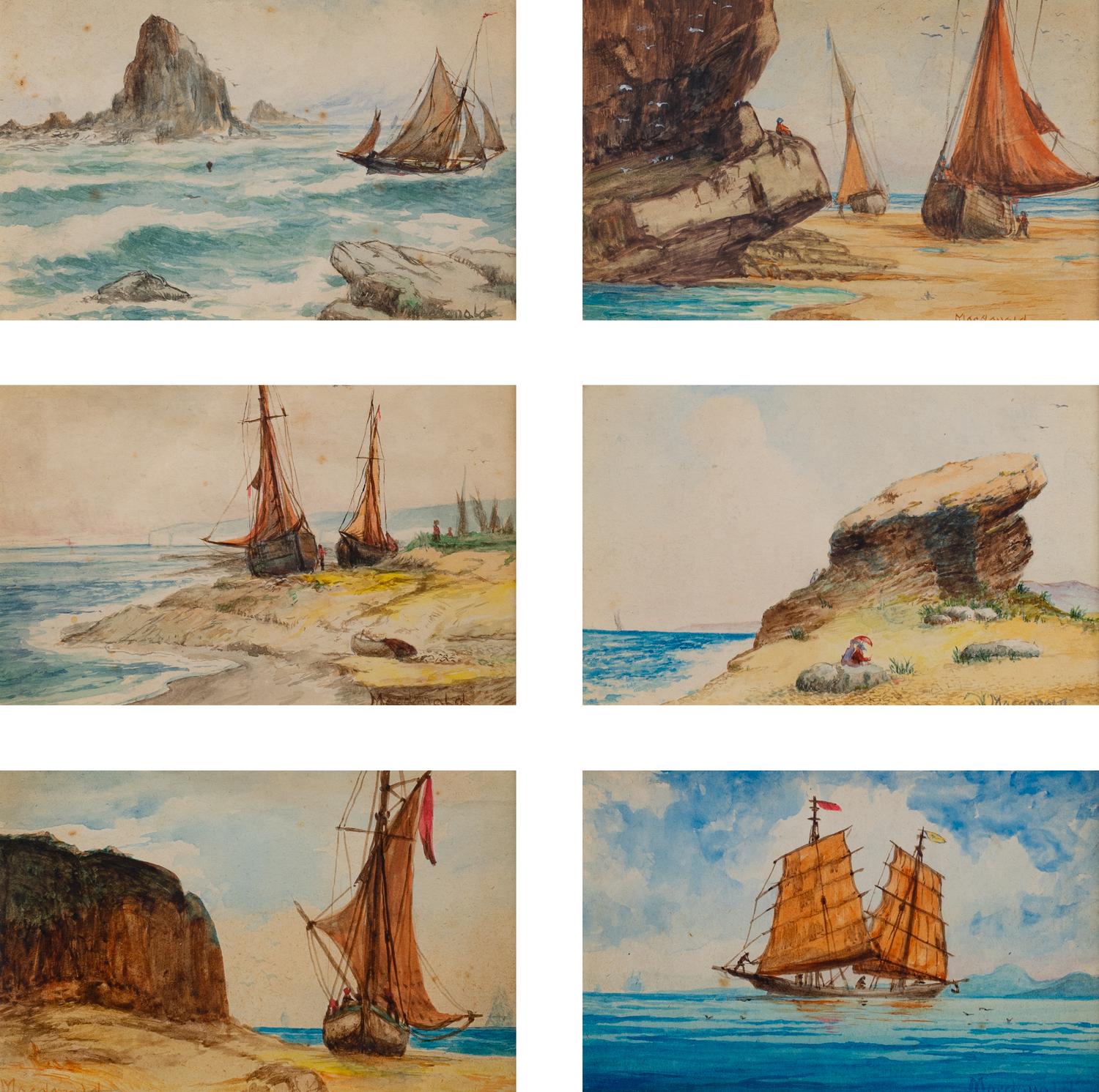 A Collection of Miniature American Nautical Watercolors — 20TH CENTURY