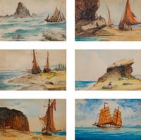 A Collection of Miniature American Nautical Watercolors — 20TH CENTURY