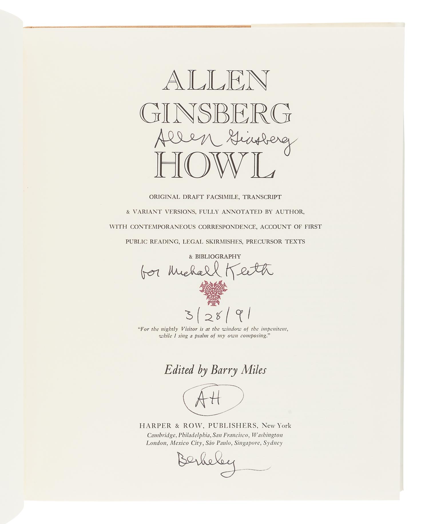 [GINSBERG, Allen (1926-1997)]. A group of 3 FIRST EDITIONS, comprising: