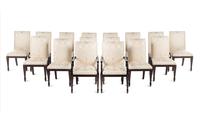 A Set of Sixteen Contemporary Damask-Upholstered Dining Chairs
