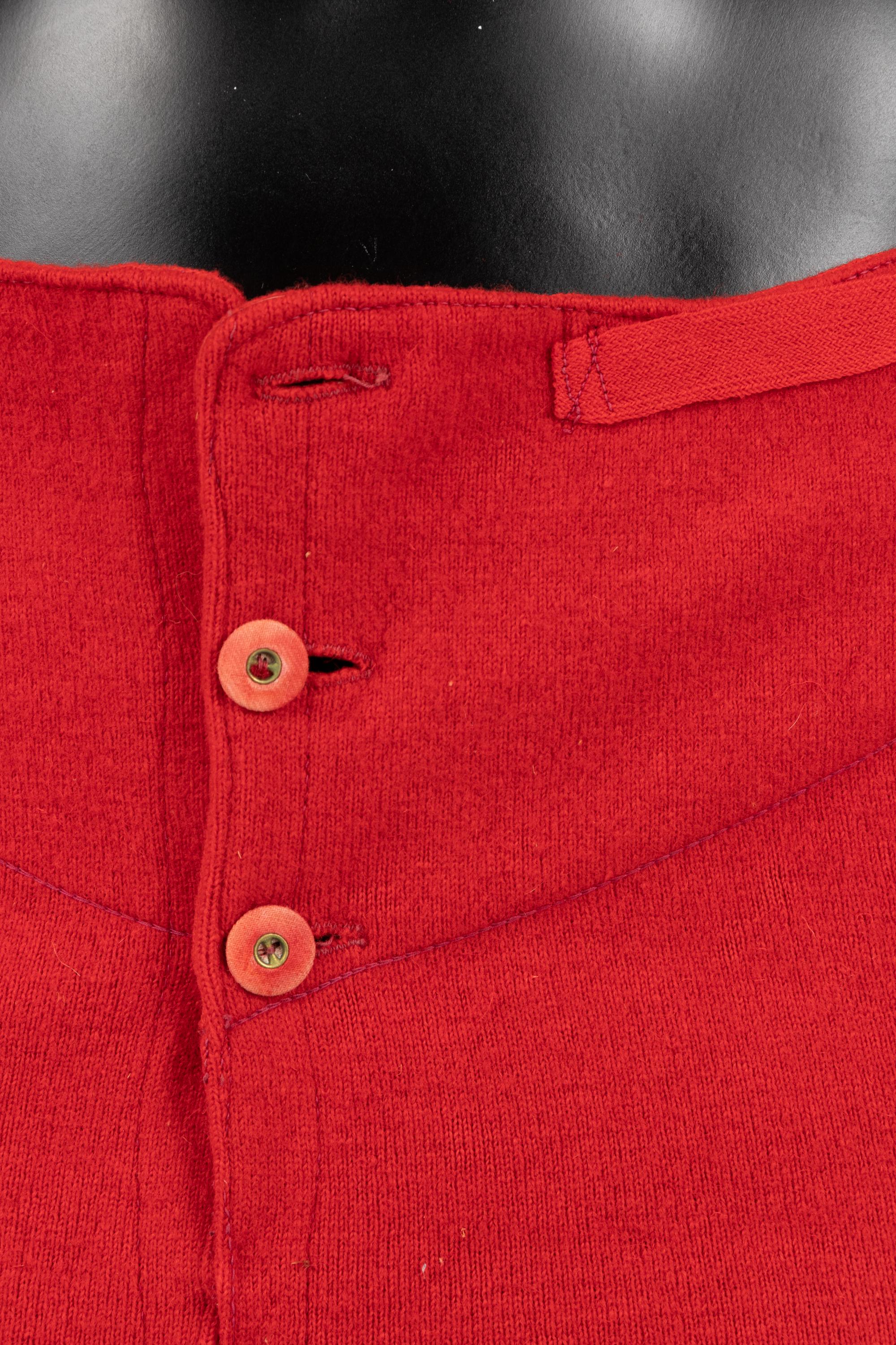 Two Men's Items: One Over Coat, One pair of Red Knit Underwear, 1890