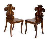 A Pair of Regency Style Calamander Hall Chairs