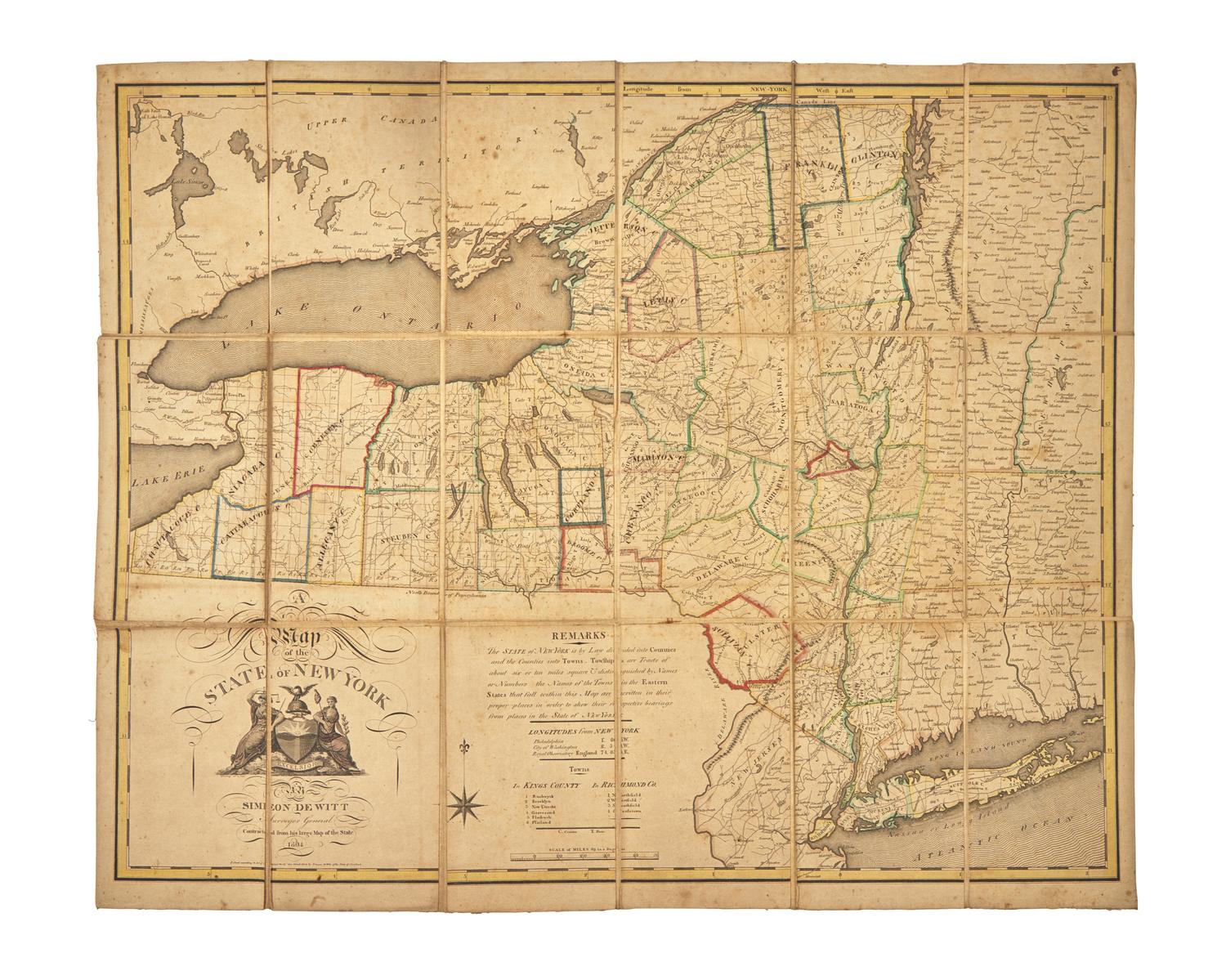 [Americana] [New York] De Witt, Simeon. A Map of the State of New York