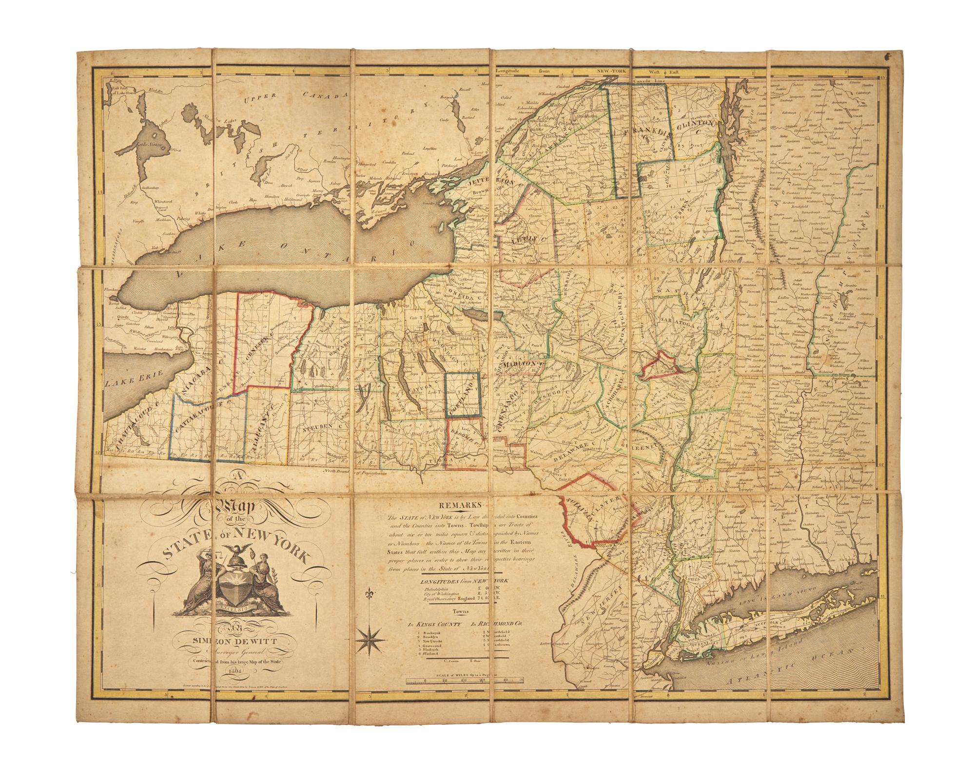 [Americana] [New York] De Witt, Simeon. A Map of the State of New York