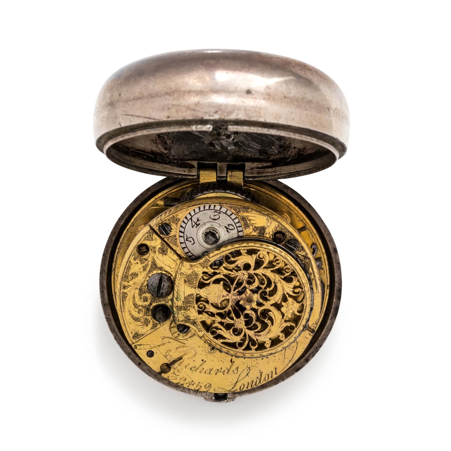 SILVER OPEN FACE POCKET WATCH