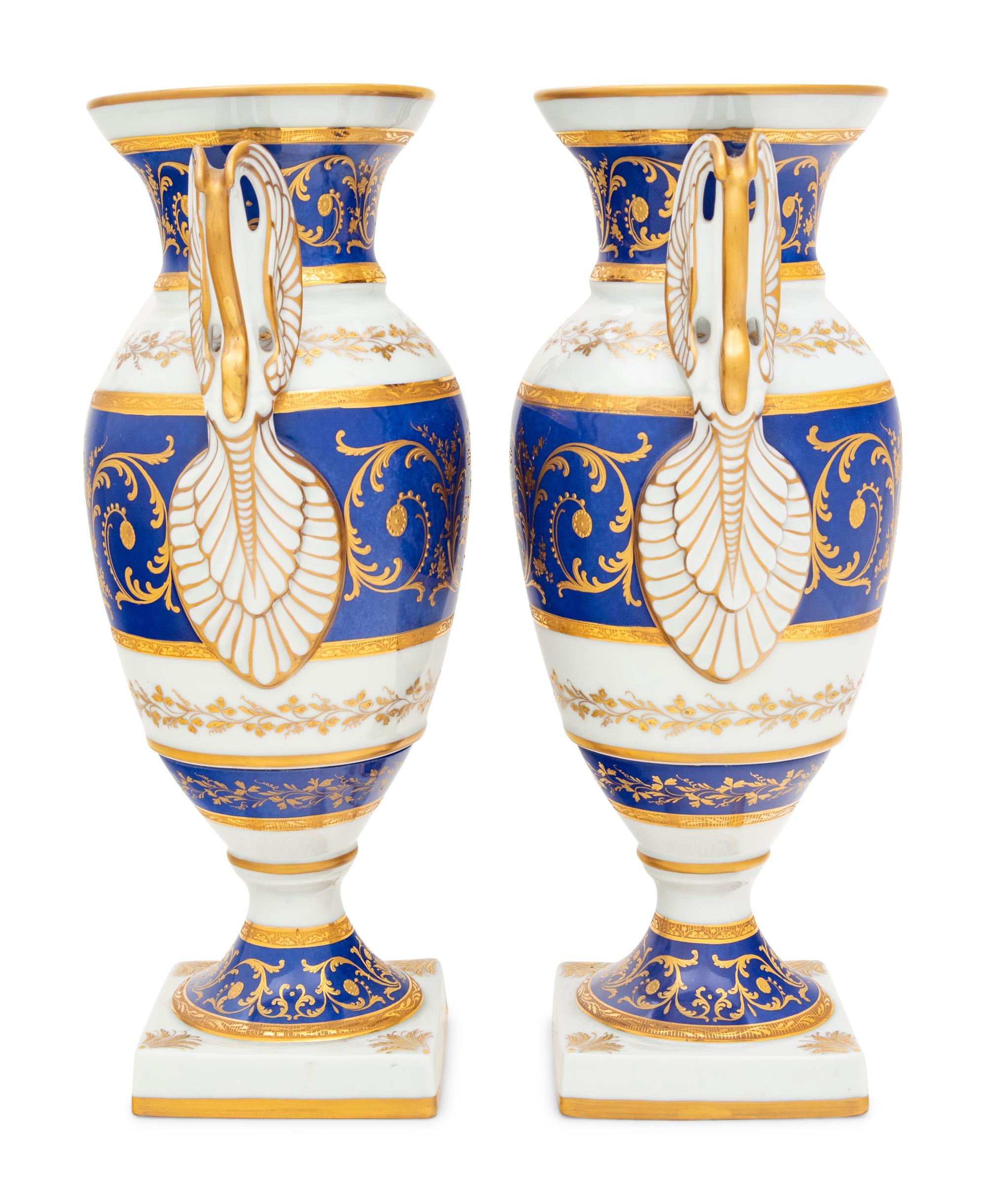 A Pair of French Parcel Gilt Porcelain Vases