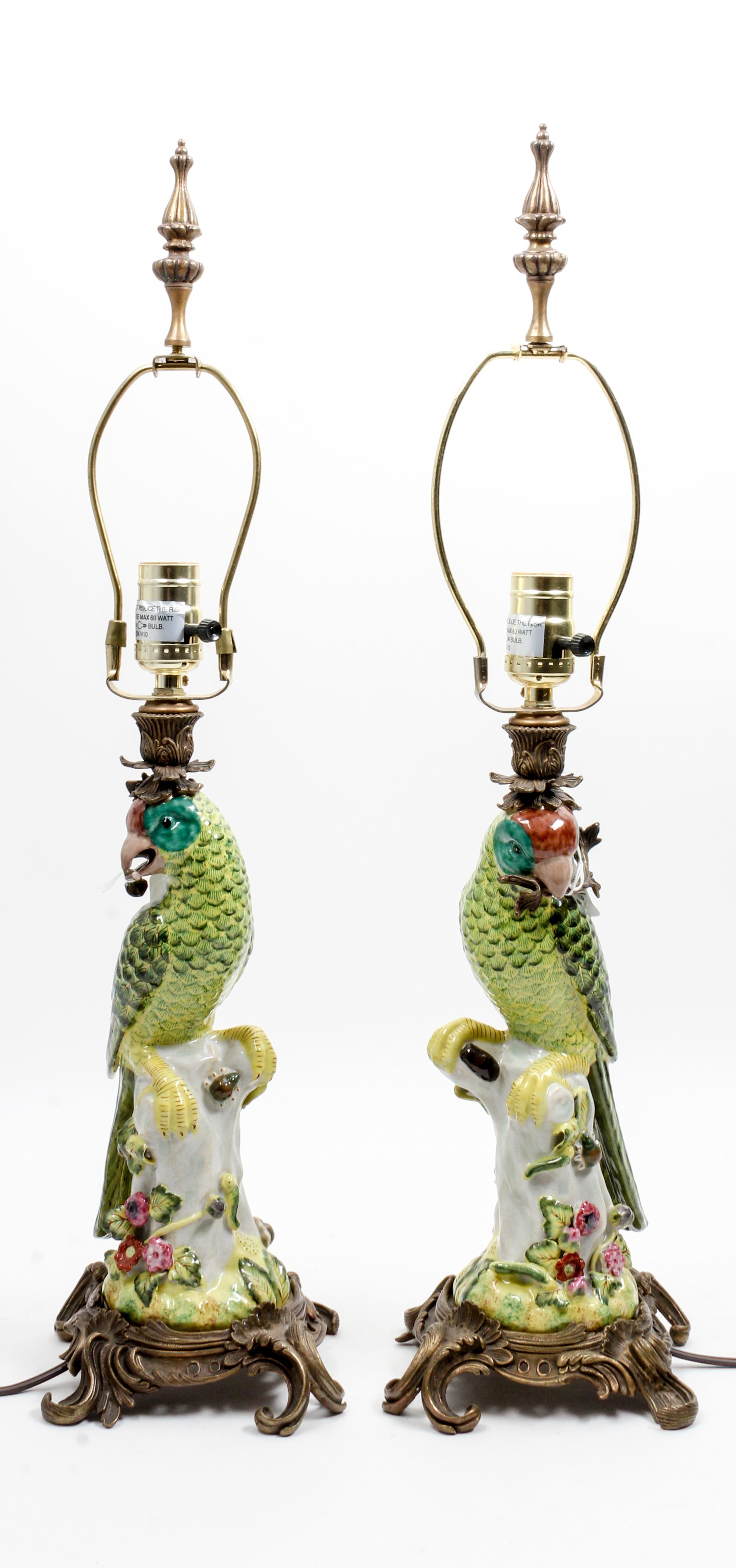 A Pair of Continental Porcelain Figural Lamps Height overall 25 1/2 inches. — 20TH CENTURY
