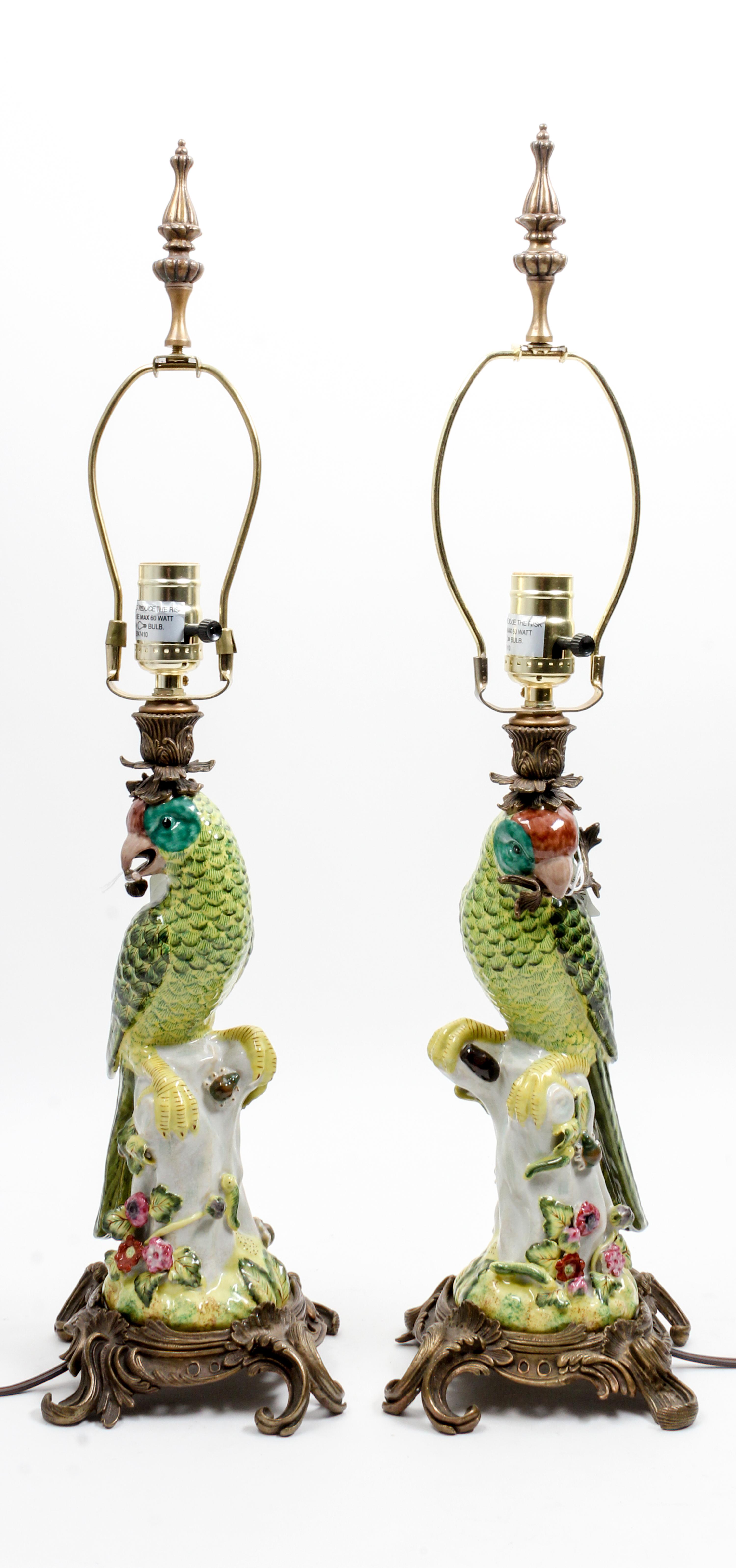A Pair of Continental Porcelain Figural Lamps Height overall 25 1/2 inches. — 20TH CENTURY
