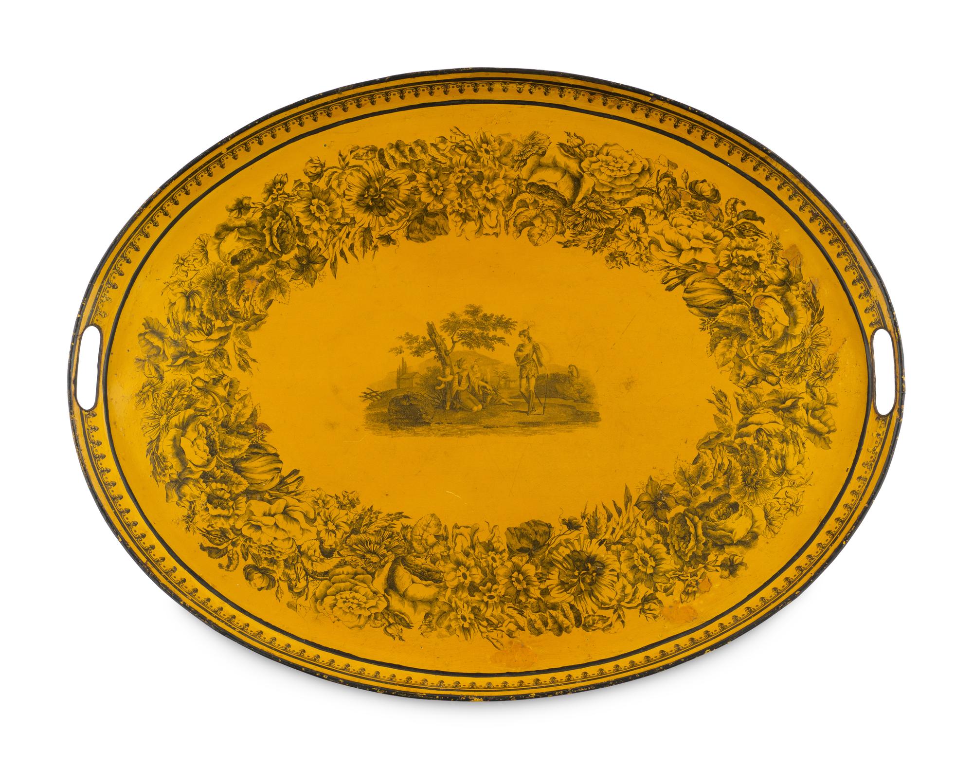 A Group of Yellow Tole Decorative Articles