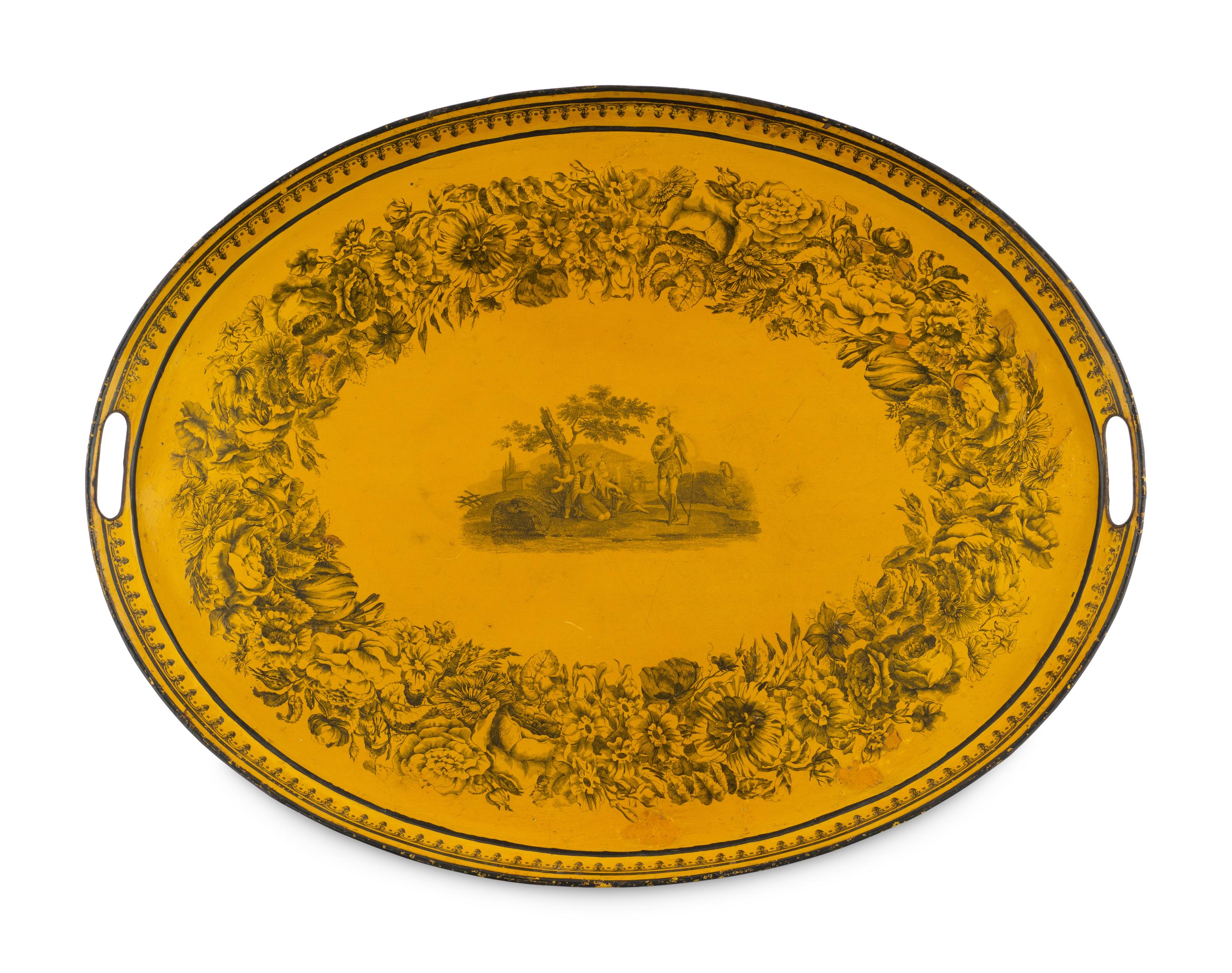 A Group of Yellow Tole Decorative Articles