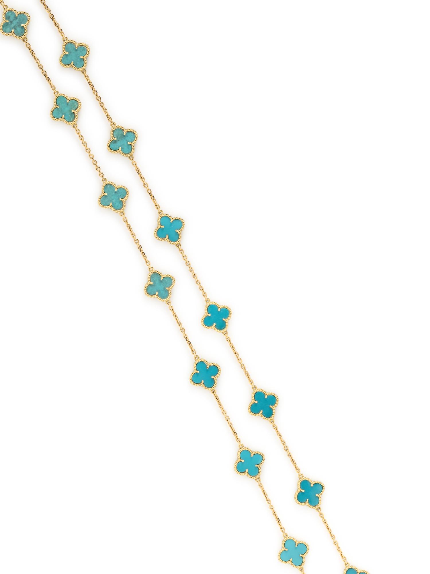 TREATED TURQUOISE AND YELLOW GOLD NECKLACE