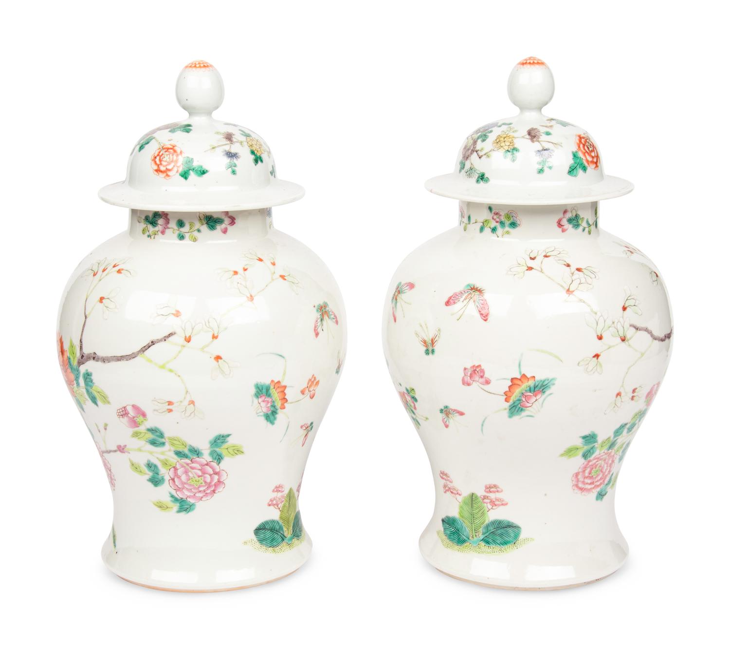 A Pair of Chinese Porcelain Jars and Covers