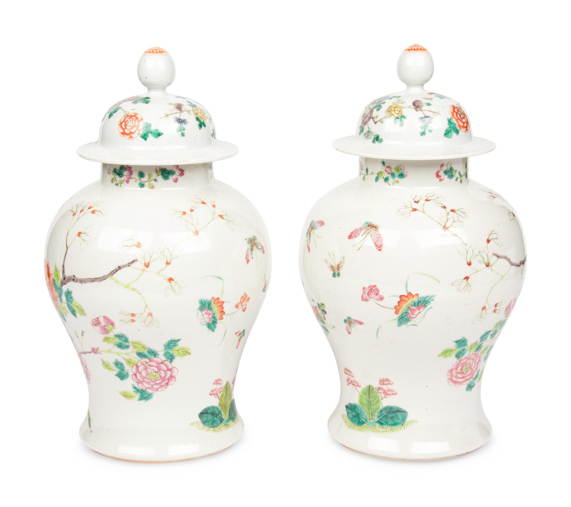 A Pair of Chinese Porcelain Jars and Covers