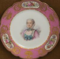 A Group of Seven Framed Sèvres Style Porcelain Plates