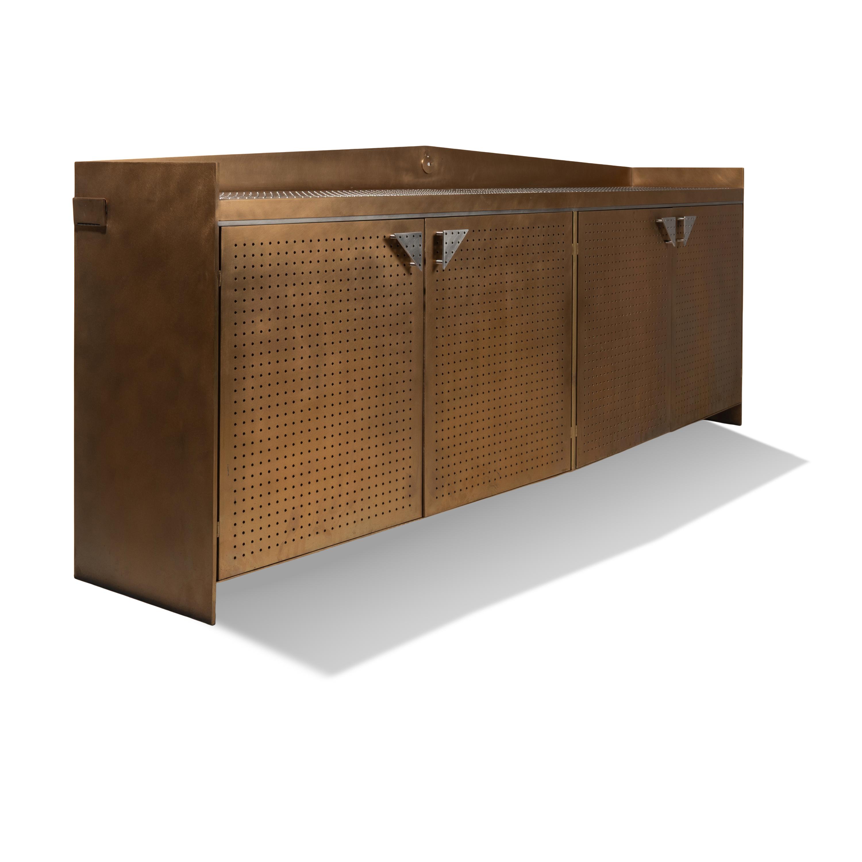 Great Lakes Art Studio Modern Design — Patinated and Perforated Bronze Sideboard