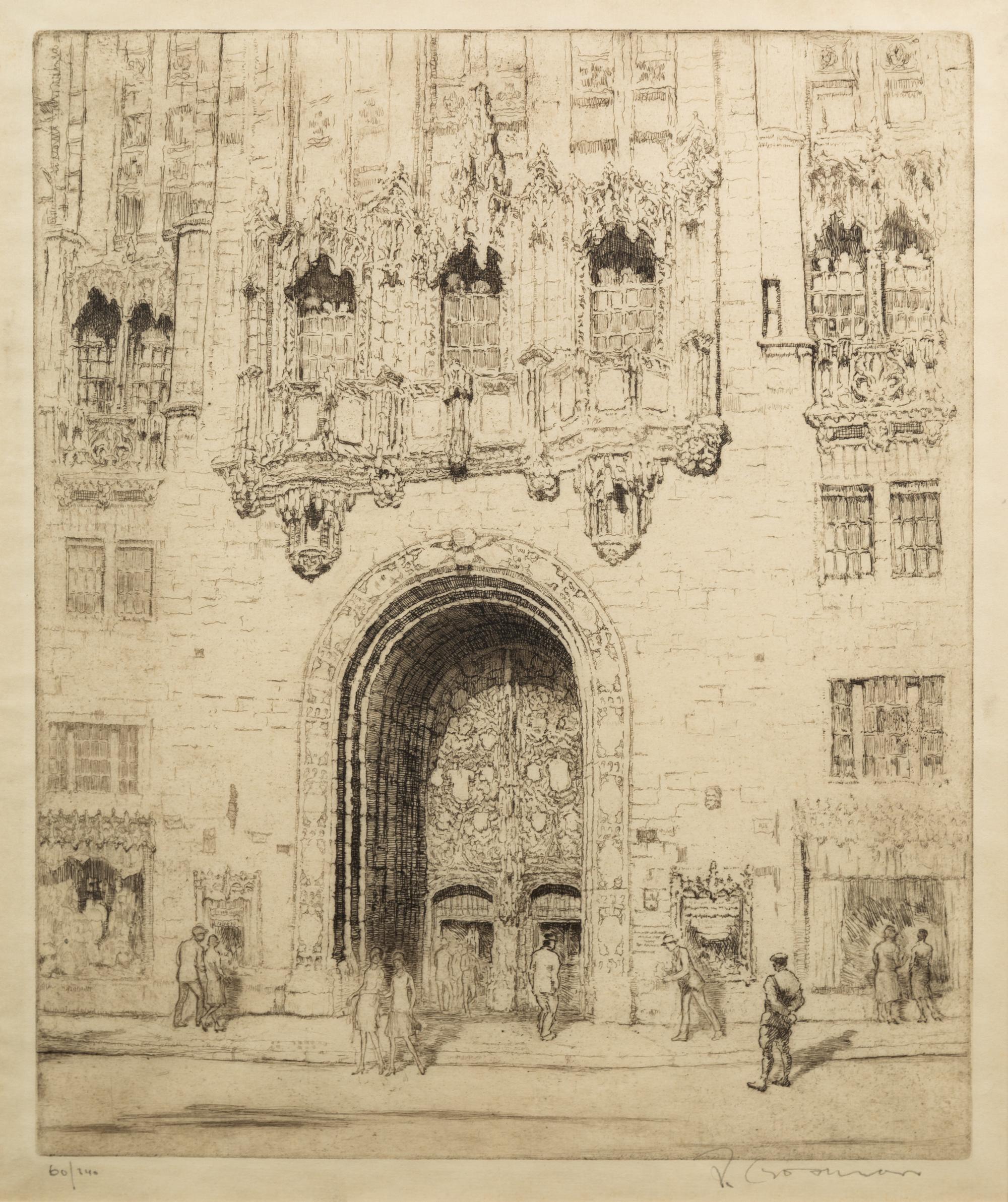 [CHICAGO ARCHITECTURE]. A group of 10 drypoint etchings by Otto J. Schnieder, Karl Warren, S. Chester Danforth and others, including: