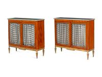 A Pair of Russian Parcel Gilt Satinwood Marble-Top Chiffoniers
