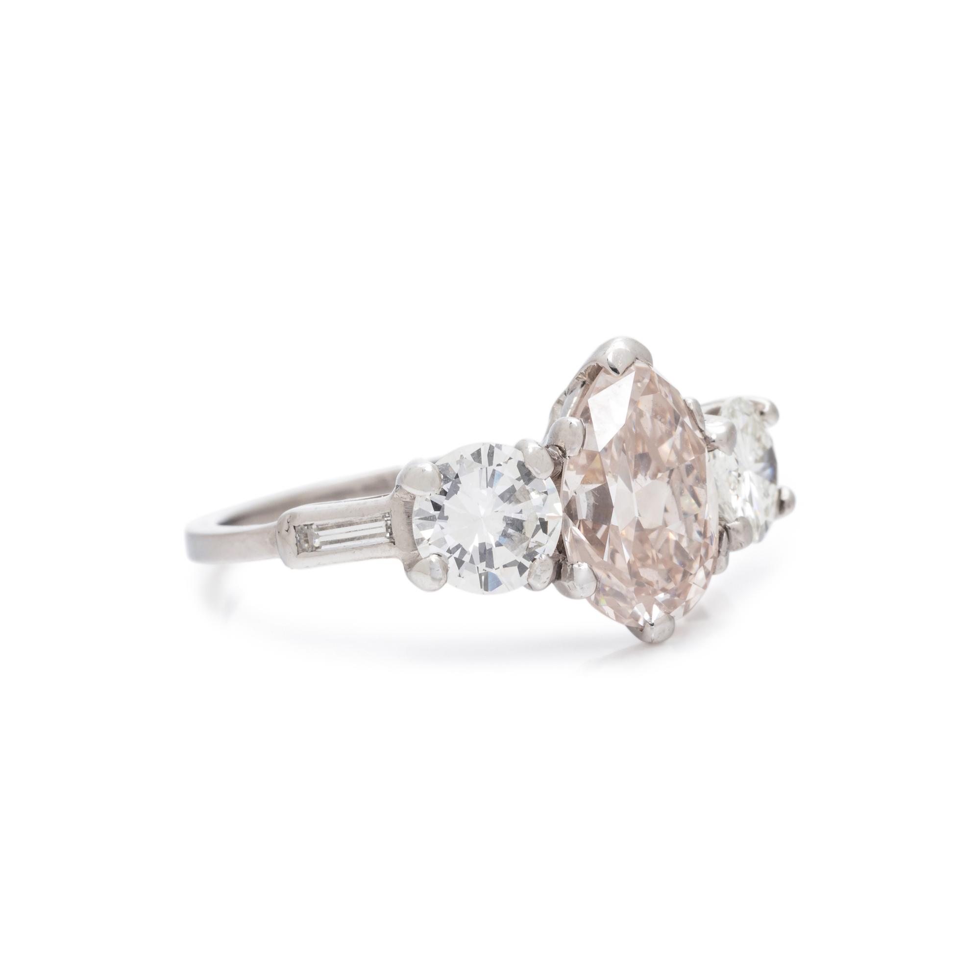LIGHT PINK-BROWN DIAMOND AND DIAMOND RING