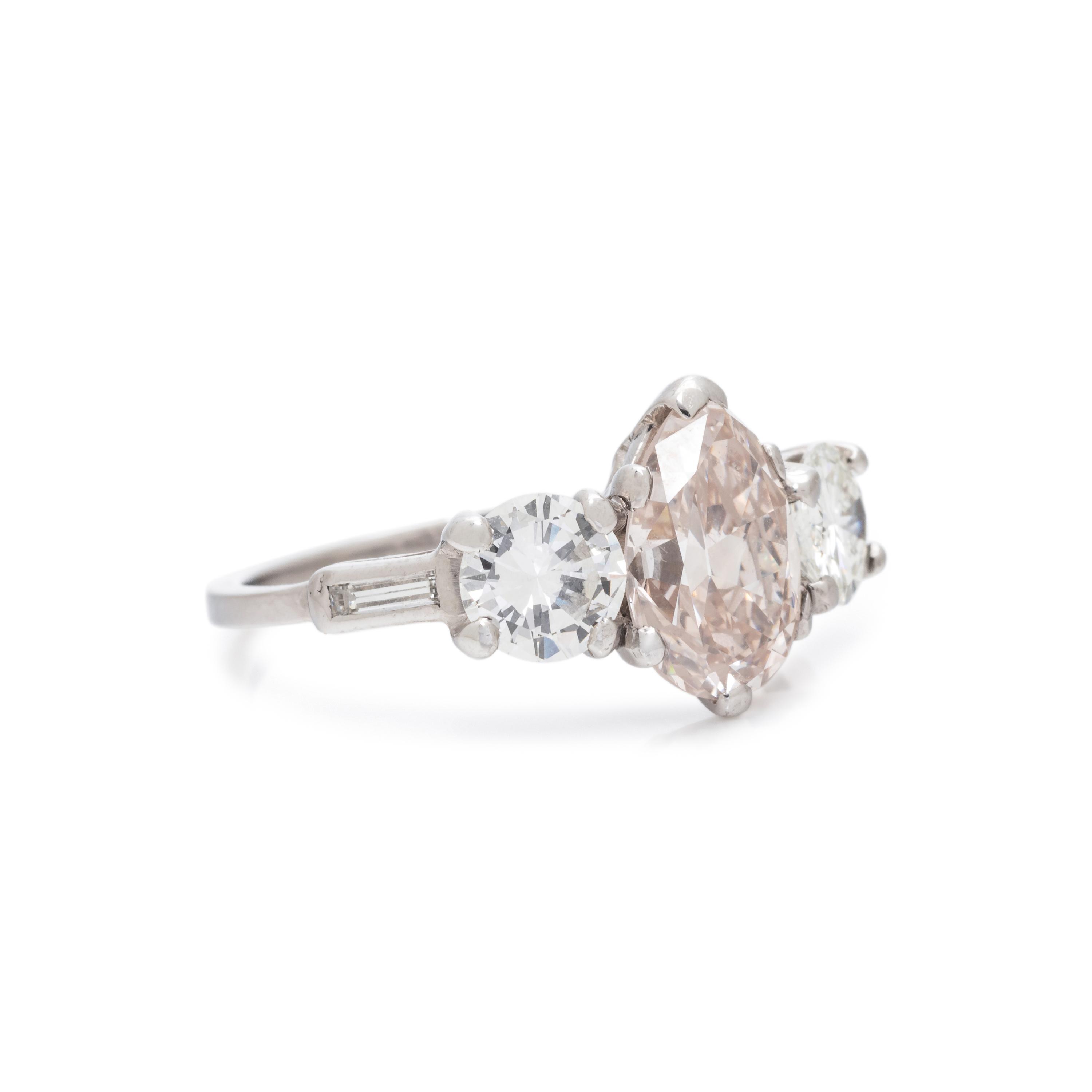 LIGHT PINK-BROWN DIAMOND AND DIAMOND RING