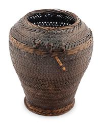 Two Japanese Bamboo Ikebana Baskets [Basket pictured on left to be returned to client; not included in donation group]