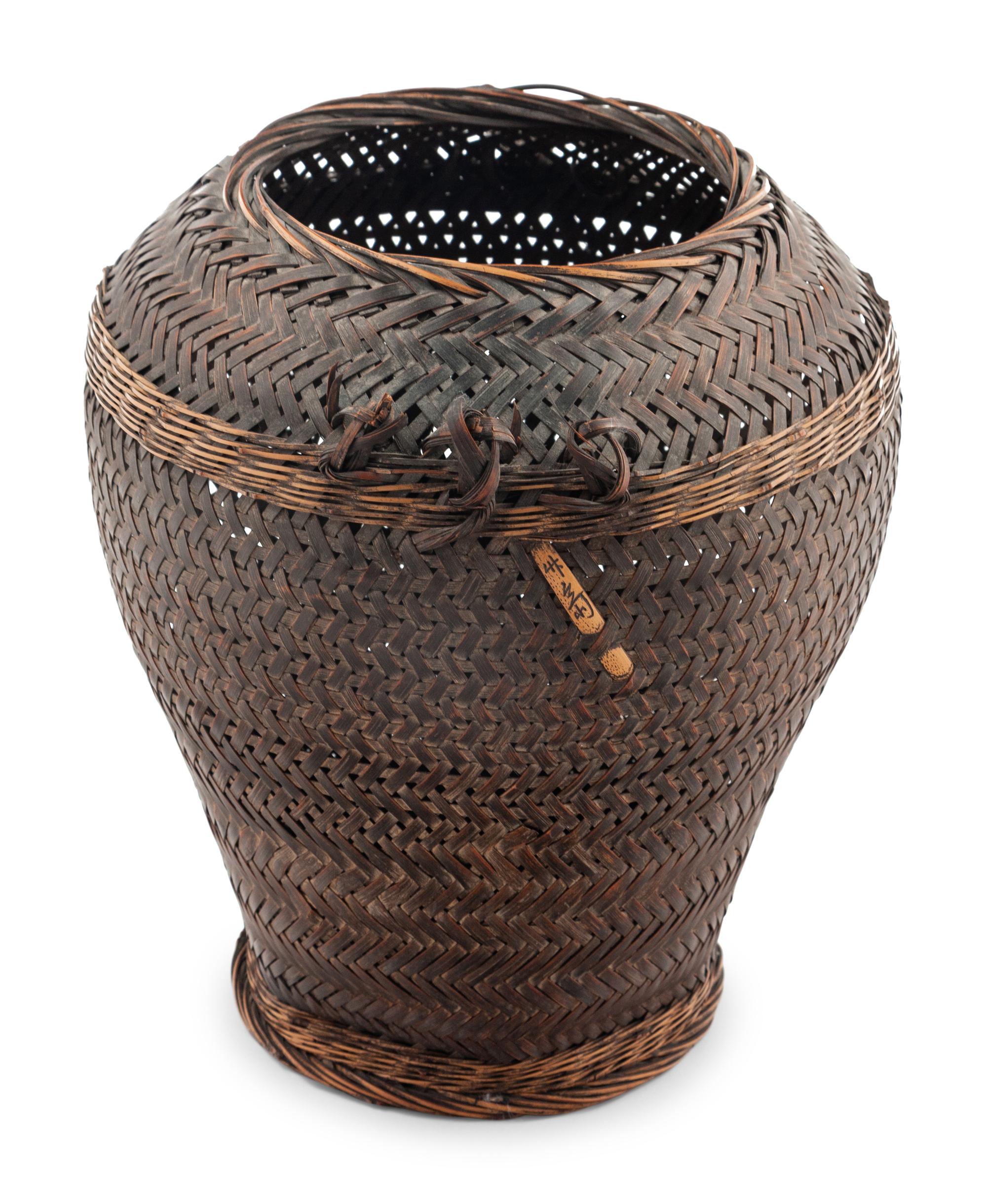 Two Japanese Bamboo Ikebana Baskets [Basket pictured on left to be returned to client; not included in donation group]