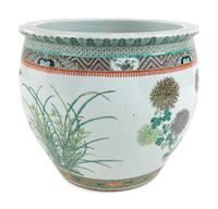 A Large Chinese Famille Verte Porcelain Jardinière