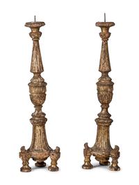 A Pair of Continental Giltwood Pricket Sticks