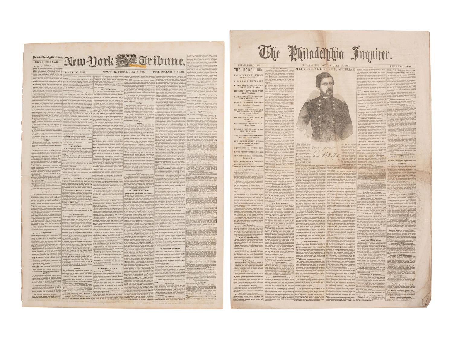 [CIVIL WAR]. A group of Civil War-era newspapers, comprising:
