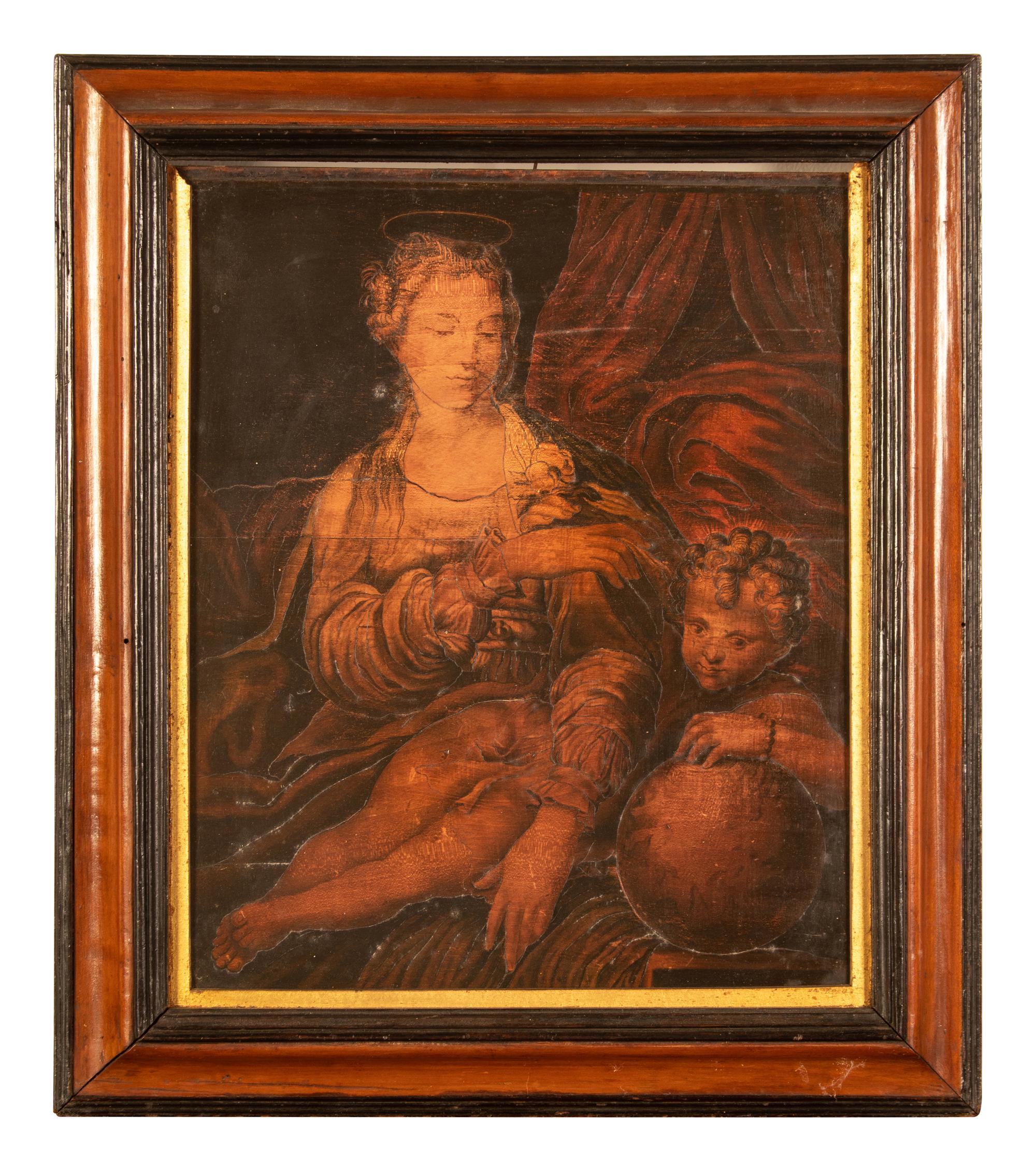 A Continental Pyrographic Wood Panel 19th Century