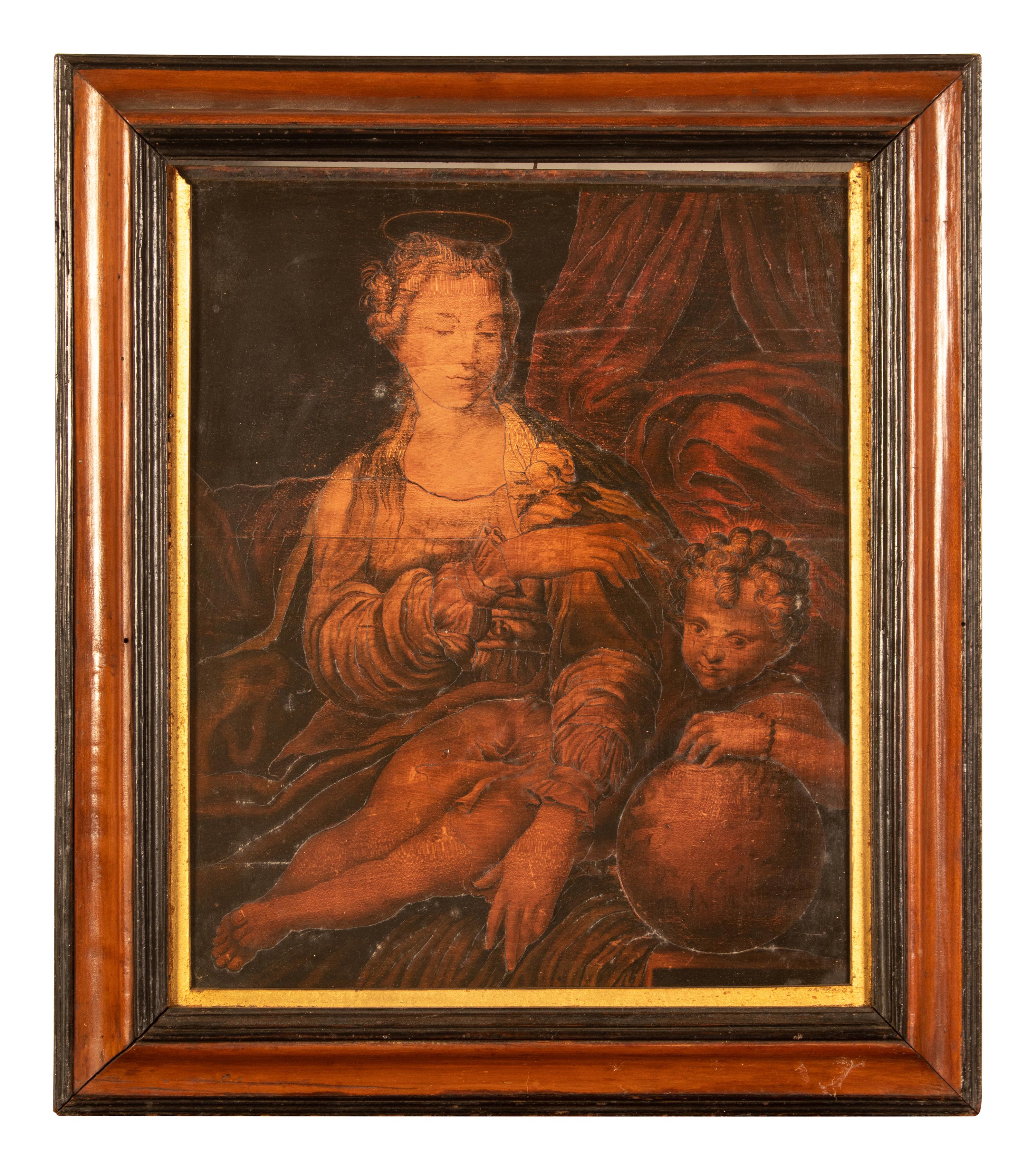 A Continental Pyrographic Wood Panel 19th Century