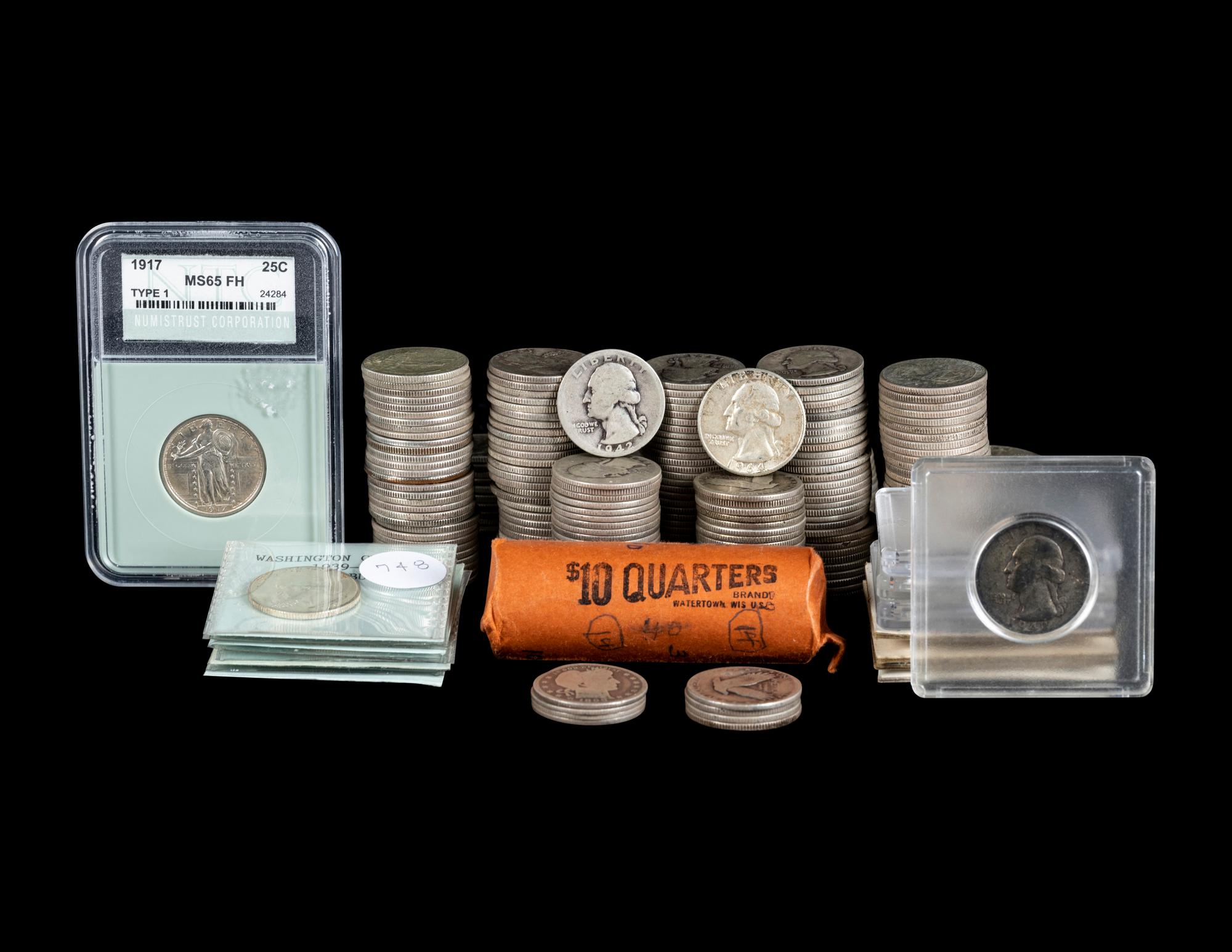 A Large Collection of Pre-1965 25c Coins