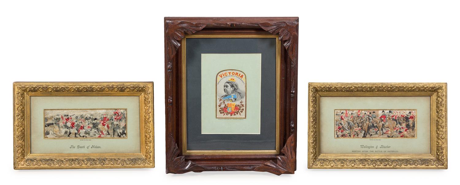 Three Embroidered Stevengraphs 2 1/2 x 7 inches. — LATE 19TH CENTURY