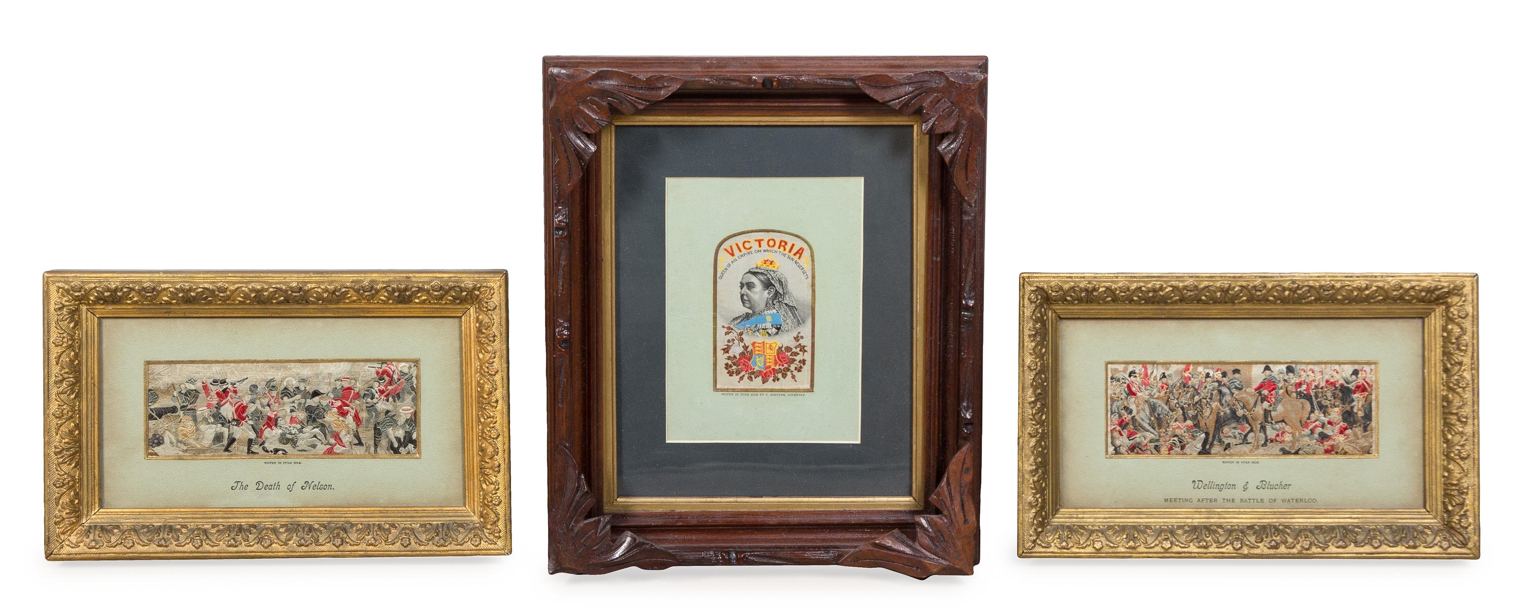 Three Embroidered Stevengraphs 2 1/2 x 7 inches. — LATE 19TH CENTURY