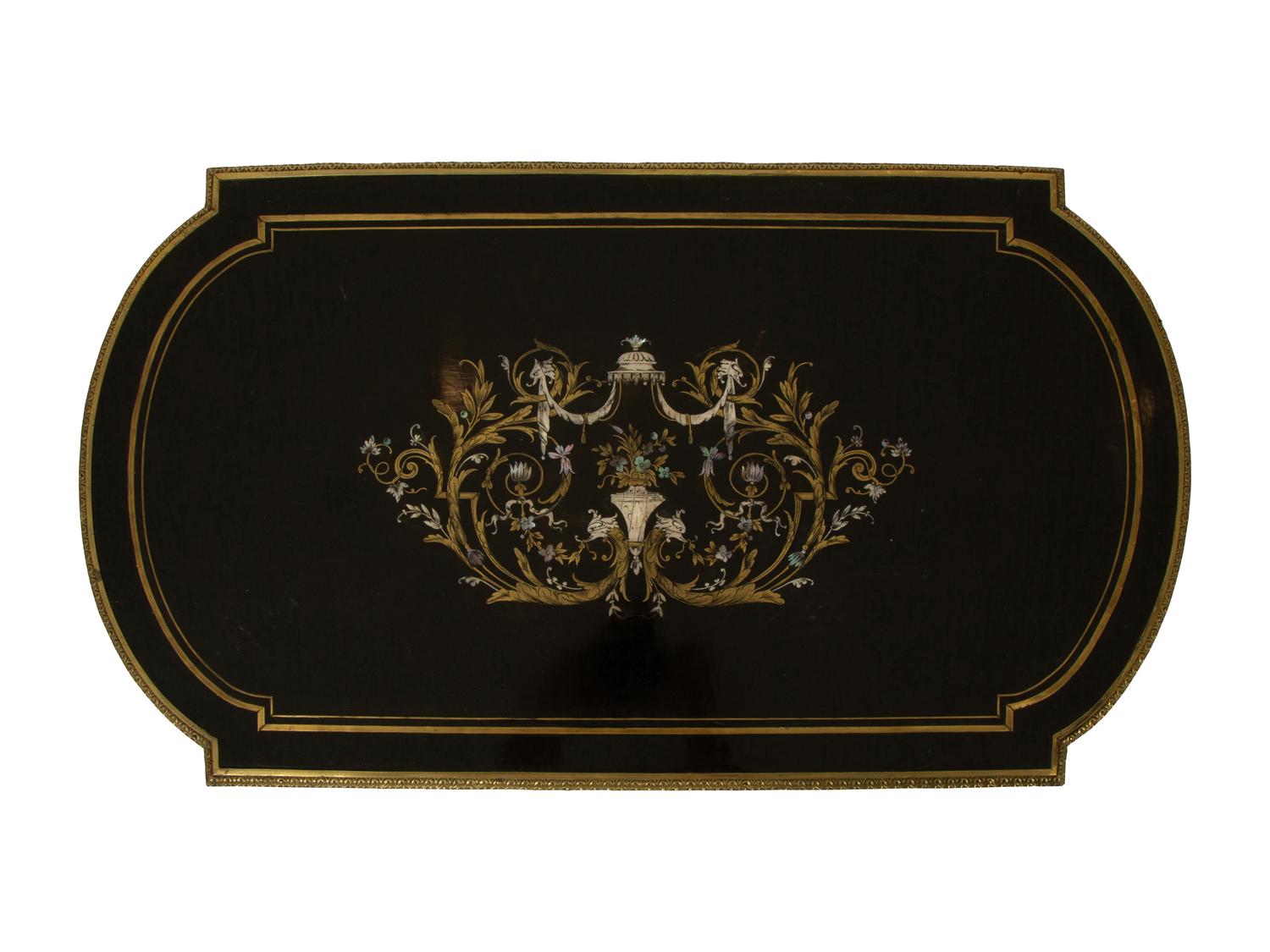 A Napoleon III Pewter and Brass Inlaid Ebonized Dressing Table — CIRCA 1870
