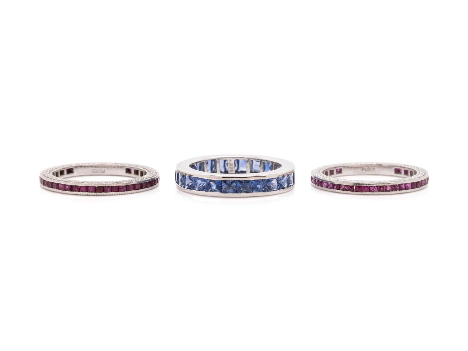 COLLECTION OF GEMSTONE ETERNITY BANDS
