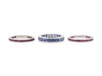 COLLECTION OF GEMSTONE ETERNITY BANDS
