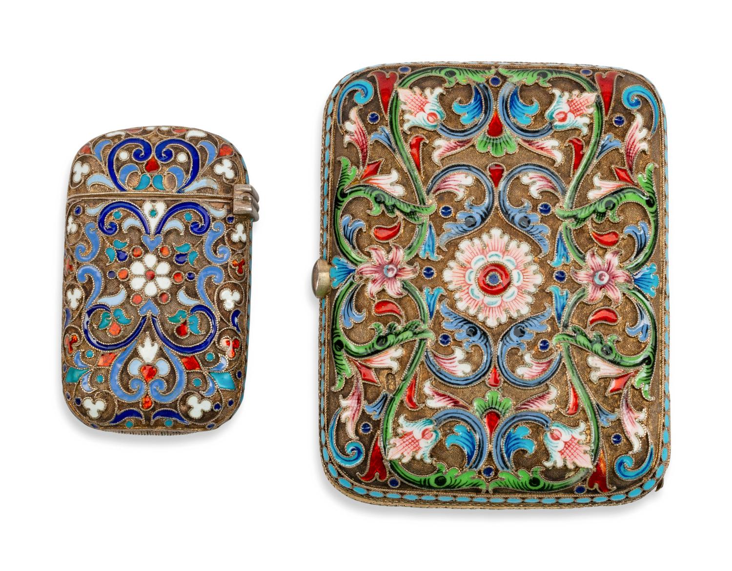 Two Russian Silver and Enamel Cases — EARLY 20TH CENTURY