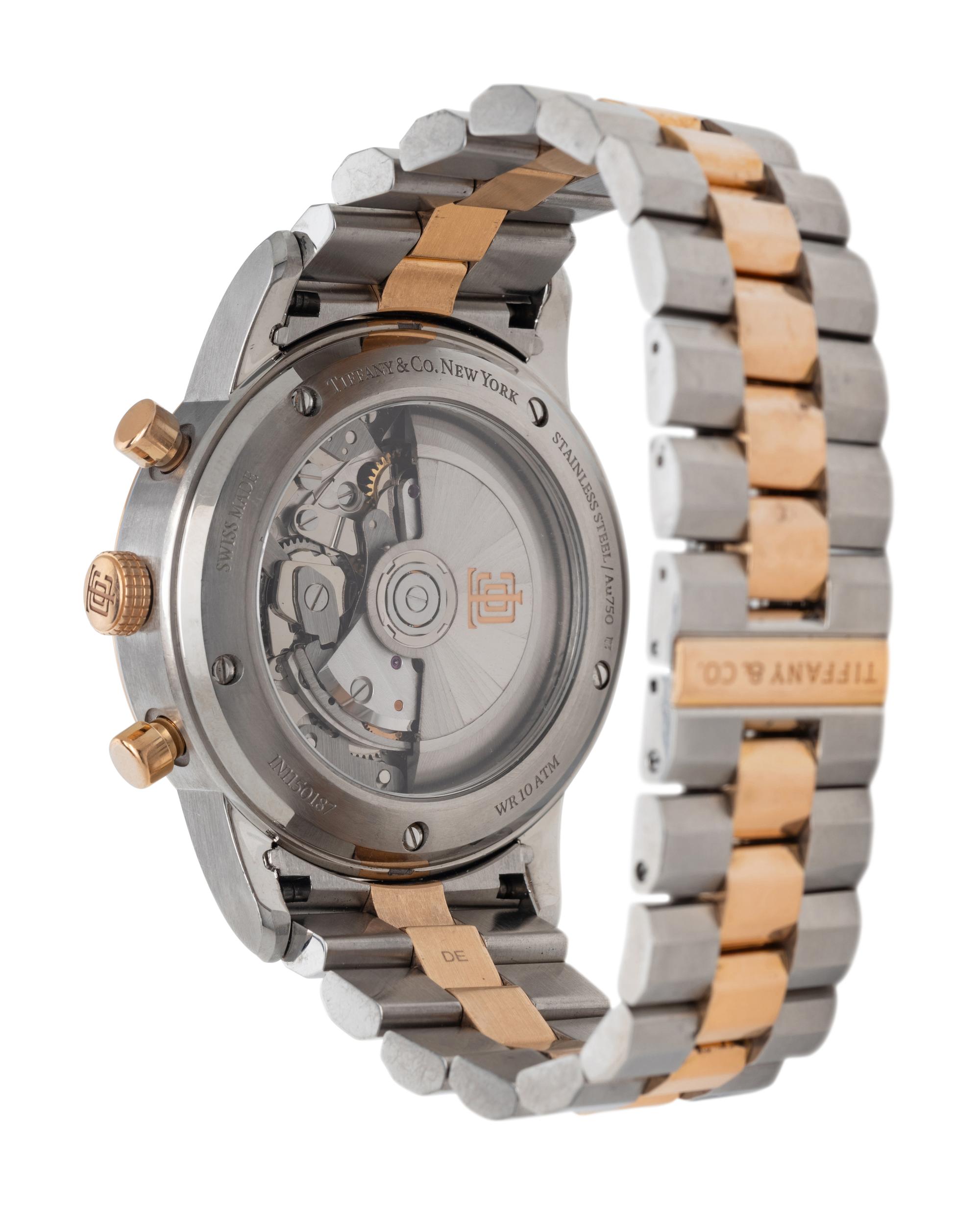 TIFFANY & CO., STAINLESS STEEL AND 18K YELLOW GOLD 'CT60' CHRONOGRAPH WATCH