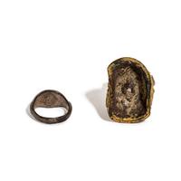 An Islamic Silver Ring and Byzantine Gilt-Silver Applique with Cross