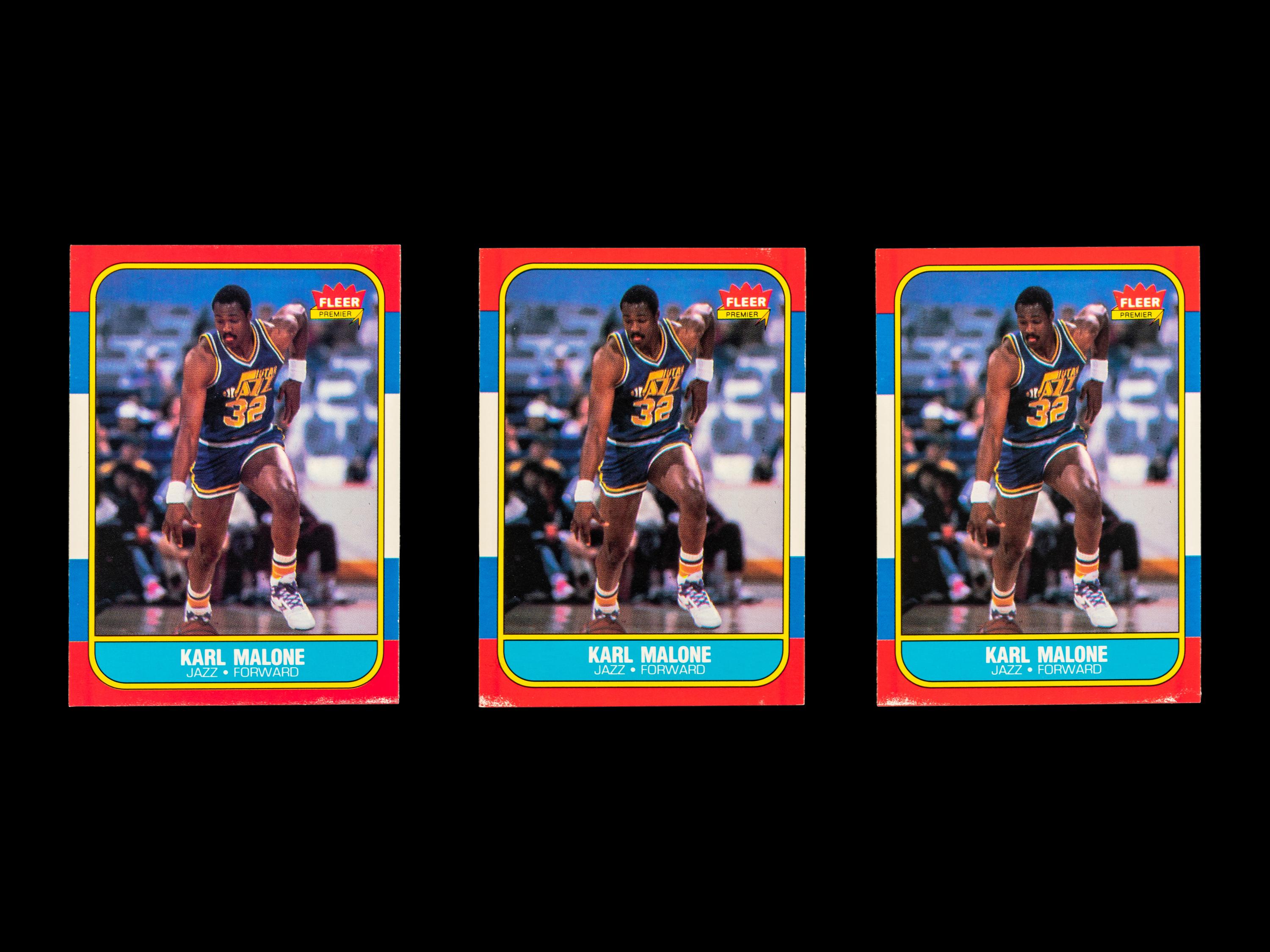 A Group of Three 1986 Fleer Karl Malone Rookie Basketball Cards No. 68