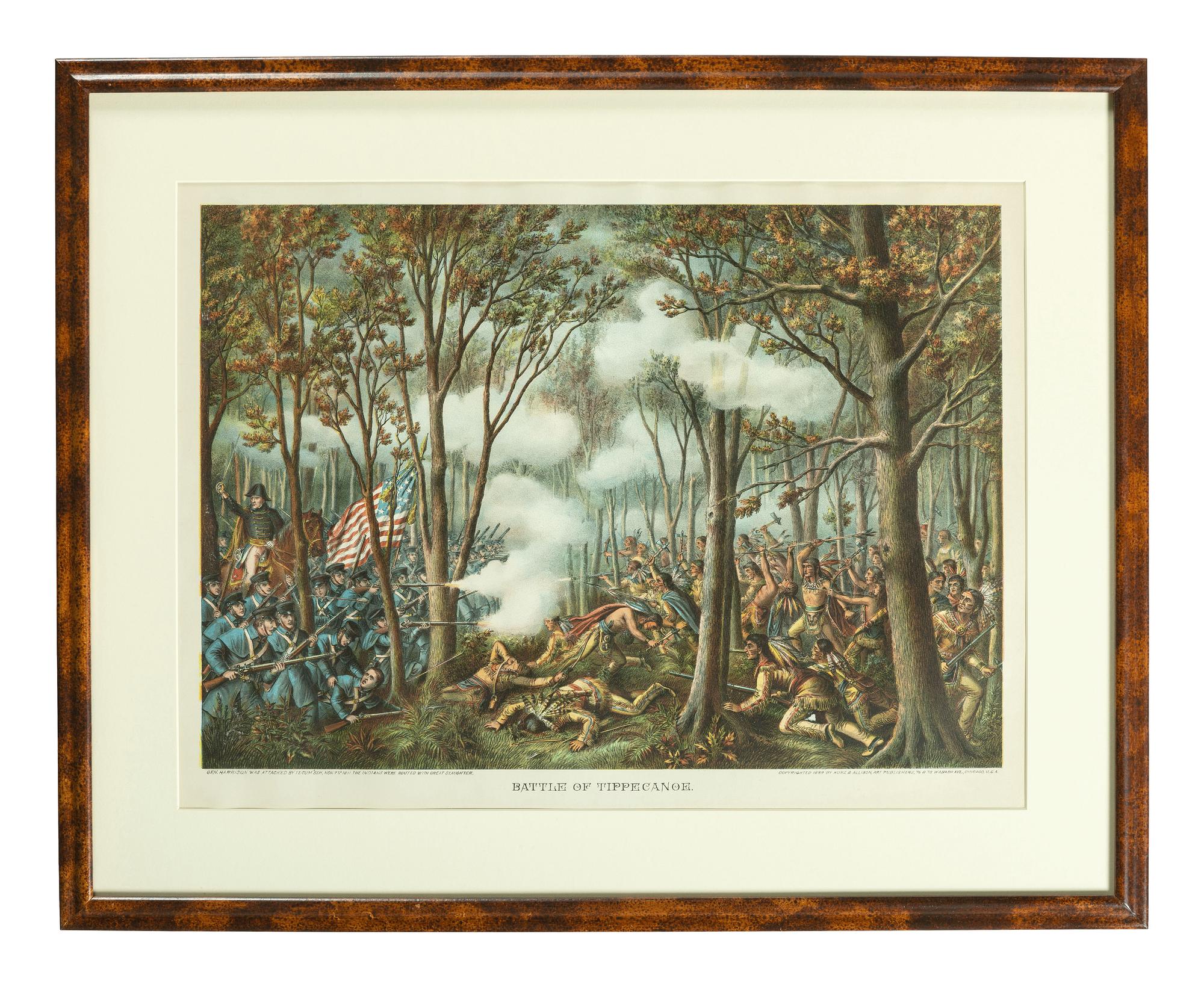 [WAR OF 1812]. A group of 2 Battle of Tippecanoe lithographs.