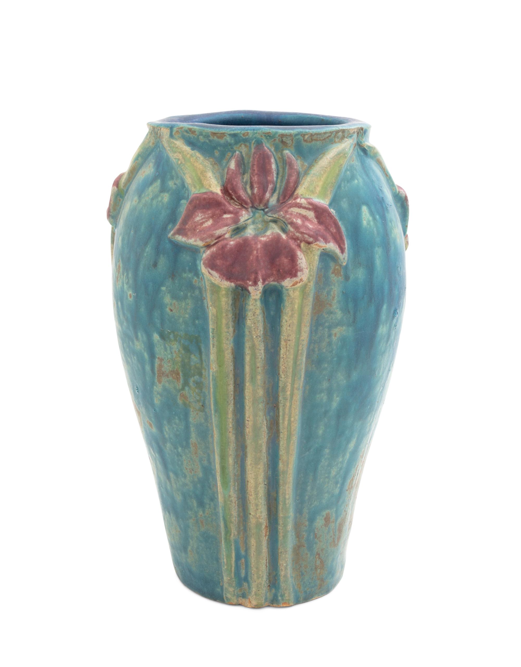 A Pewabic Pottery Vase Height 11 1/4 inches.
