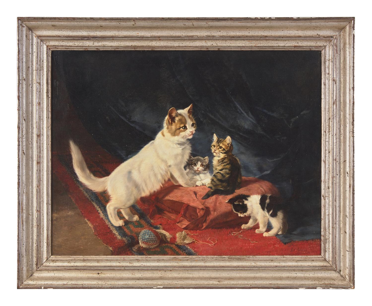 A Mother and Her Kittens