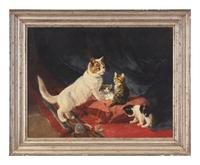 A Mother and Her Kittens